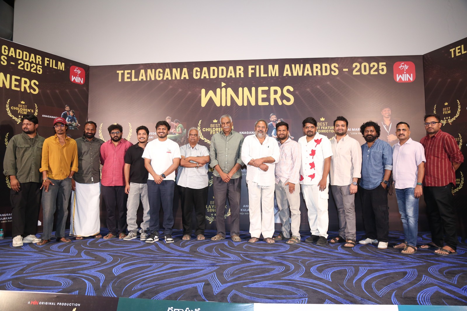 Telangana Gaddar Film Awards winners group photo press meet