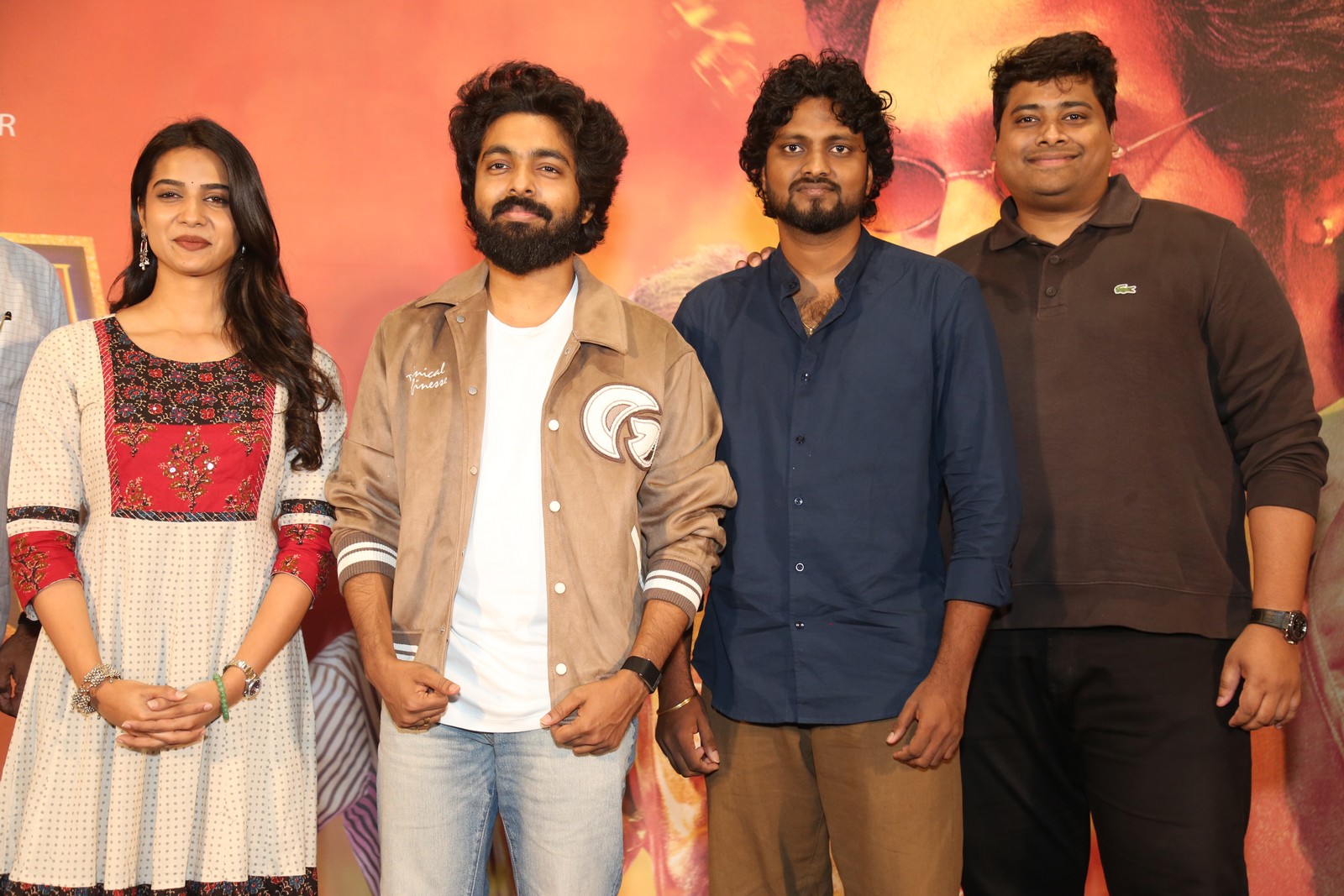 GV Prakash Sri Gouri Priya Jaivarda posing at event