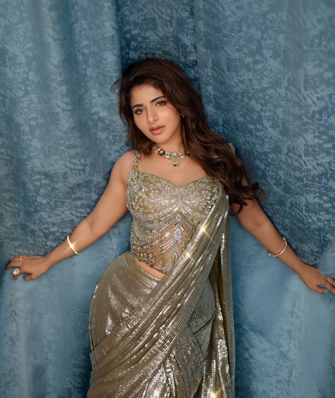 Iswarya Menon stylish shimmer outfit elegant confident appearance