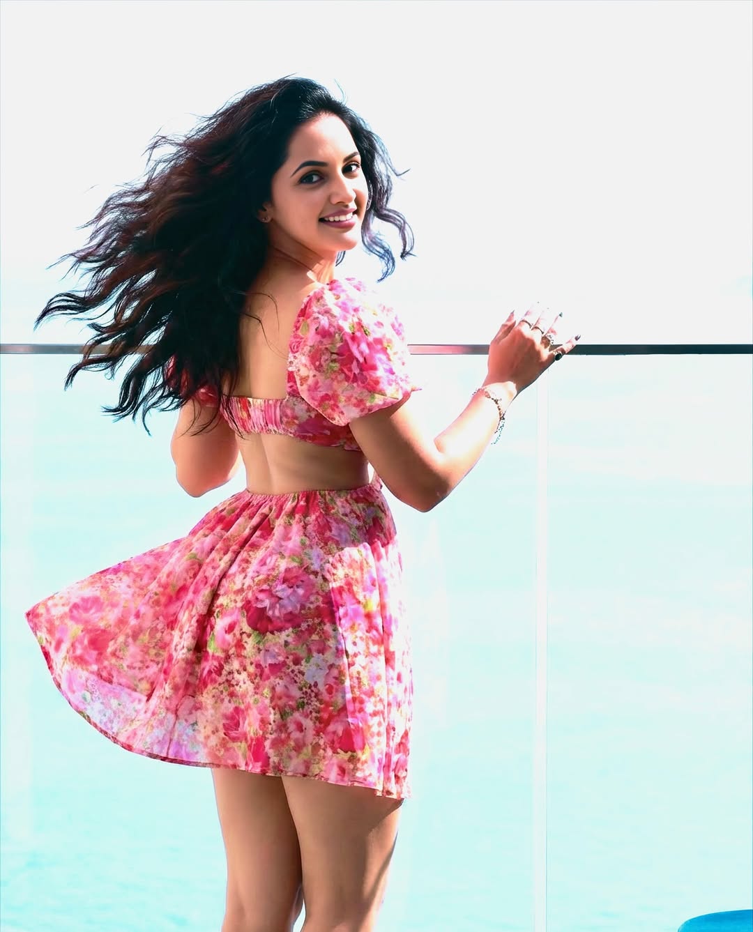 Jyothi Rai floral dress bright cheerful fashion moment