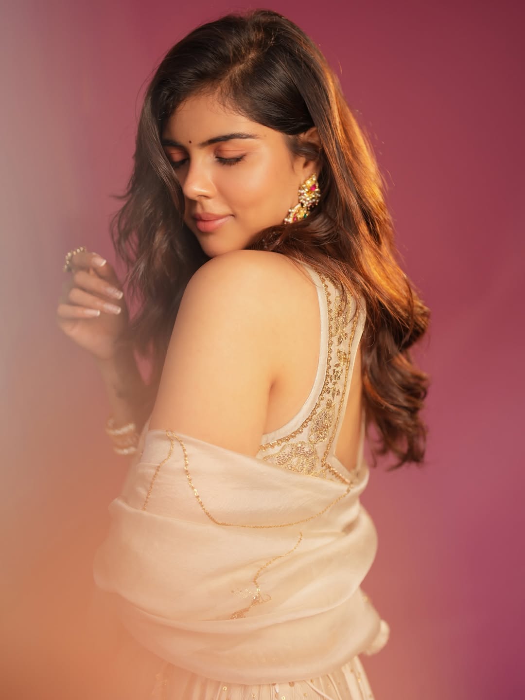 Kalyani Priyadarshan elegant gold outfit sparkling stylish look