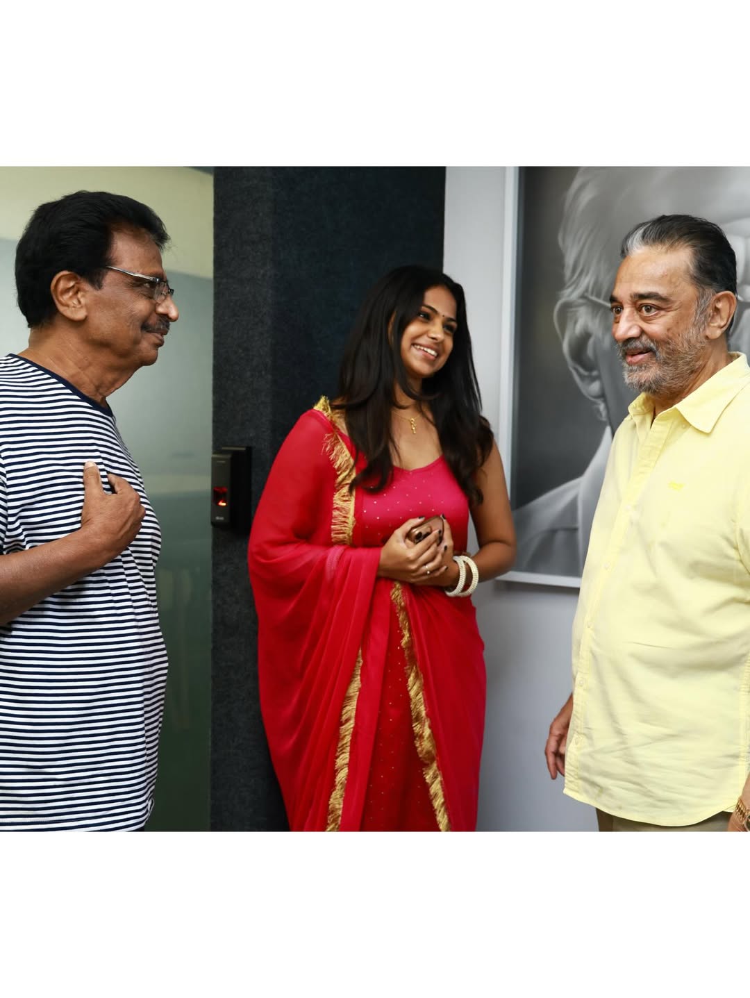 livingston and his Daughter jovitaa livingston Meets Kamalhaasan For jovitaa livingston New Movie PIoster Release