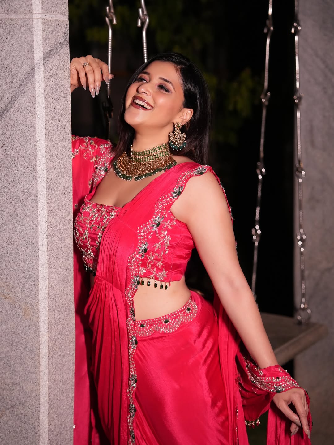 Mannara Chopra stunning pink traditional outfit glamorous look