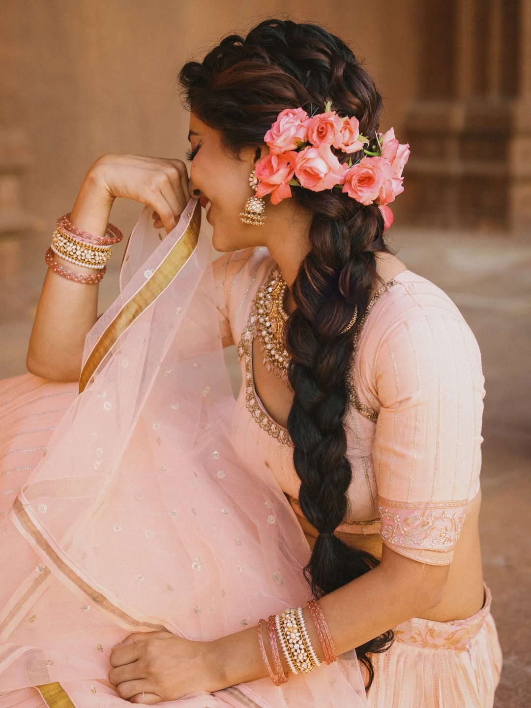 Nabha Natesh styled in floral crown and elegance