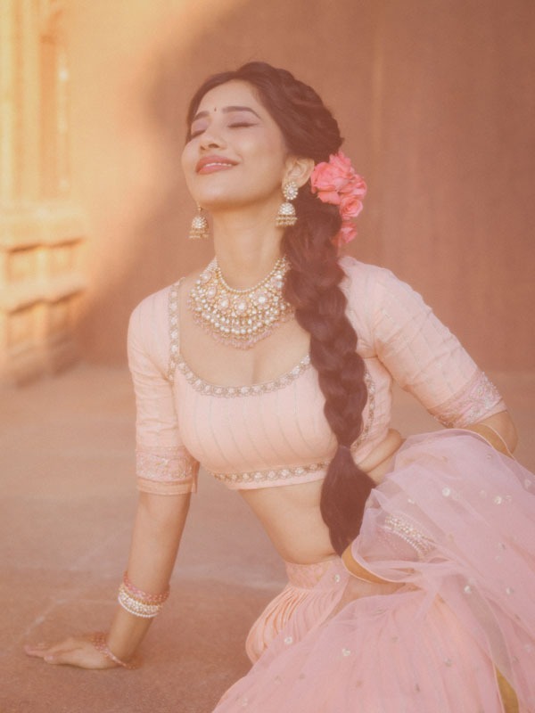 Actress Nabha Natesh A vision in pink and tradition look