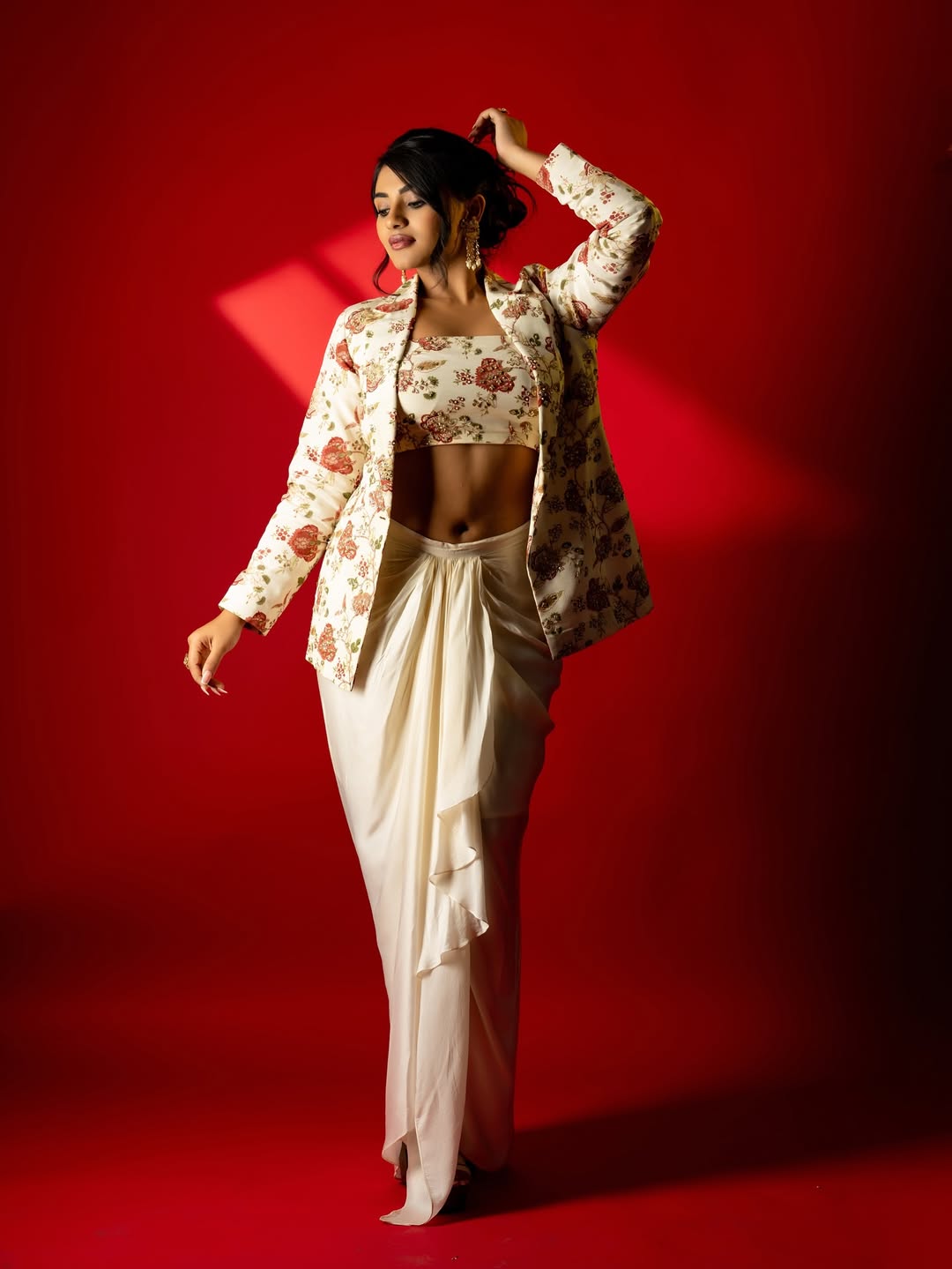 Nayan Sarika saree blazer fusion style look