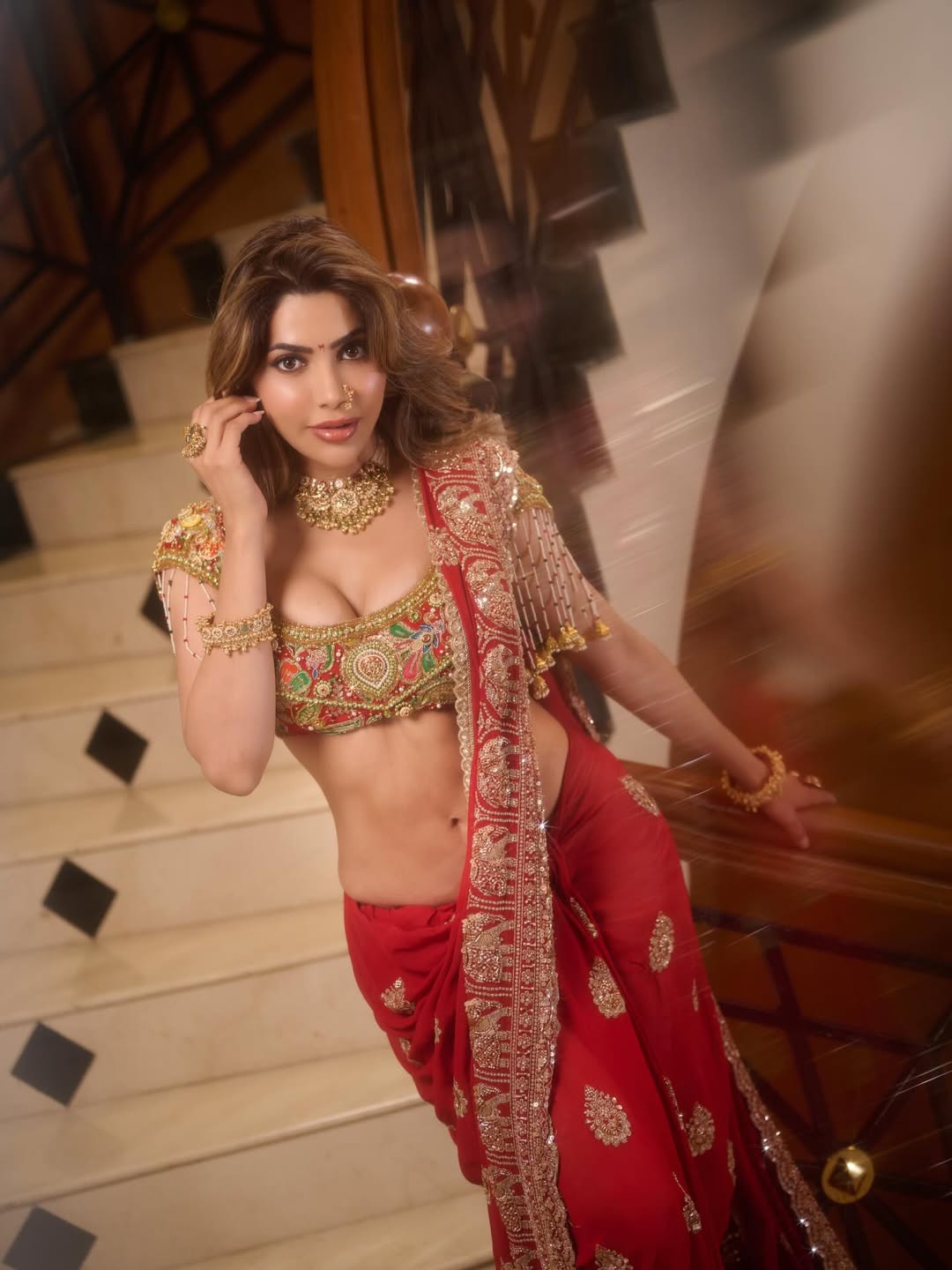 Nikki Tamboli stunning saree traditional elegant stylish look