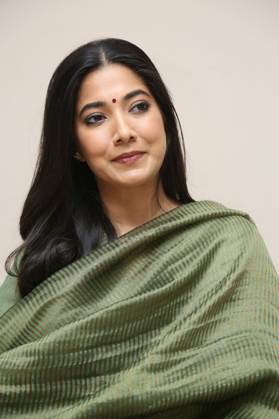 Pooja Sarathkumar radiant elegance in green saree