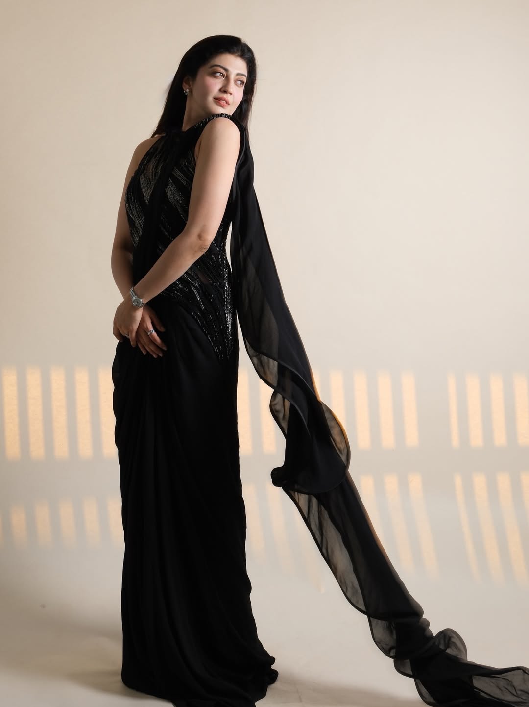 Pranitha Subhash stylish monochrome look in black dress