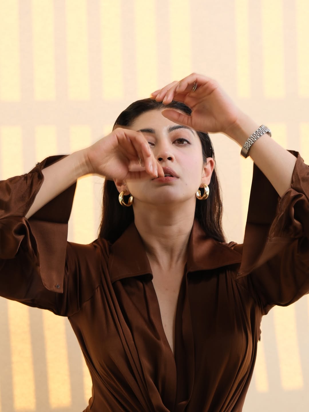 Pranitha Subhash chic brown look classy confident fashion style