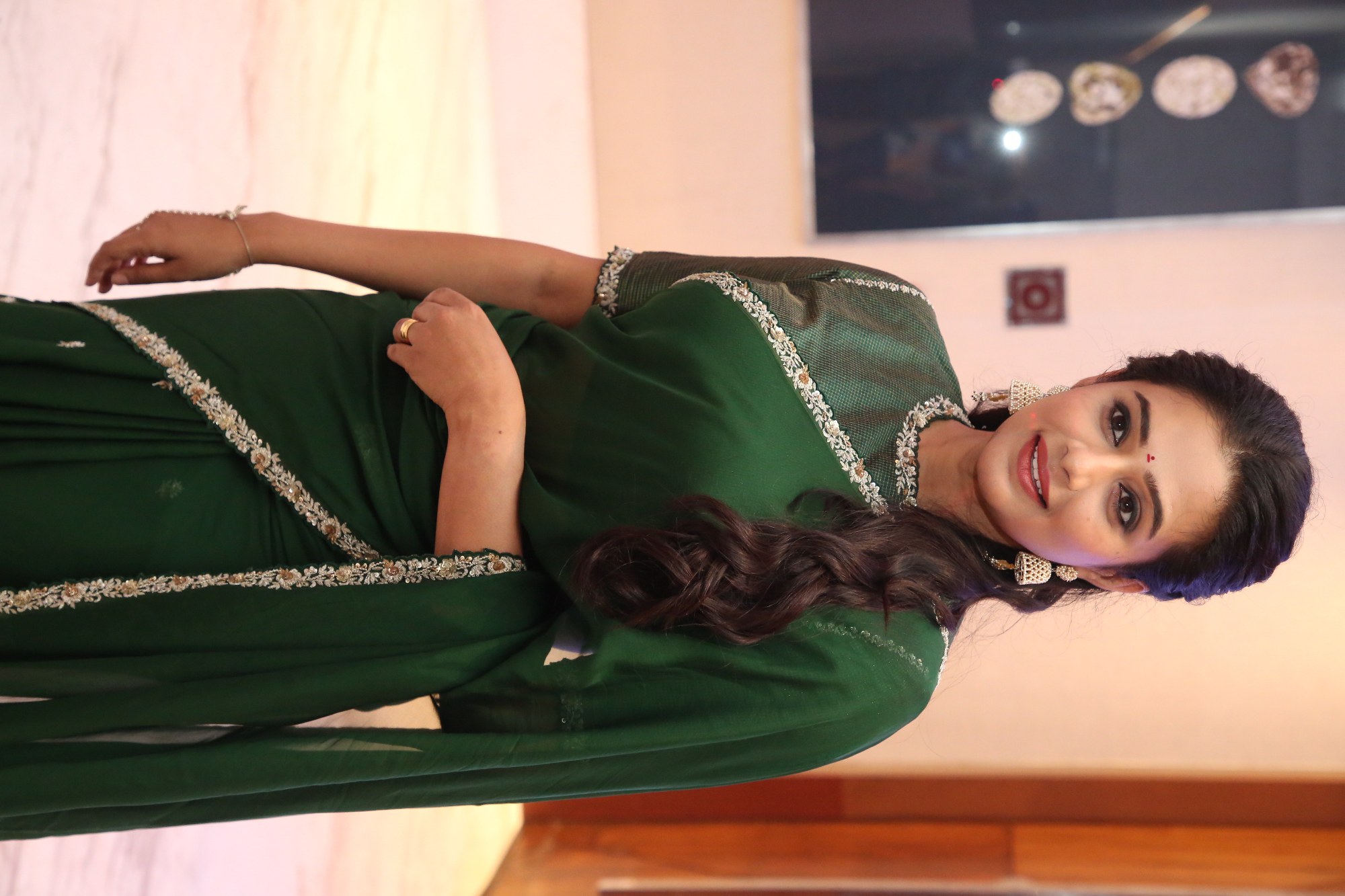Priyamani timeless green saree showstopper look
