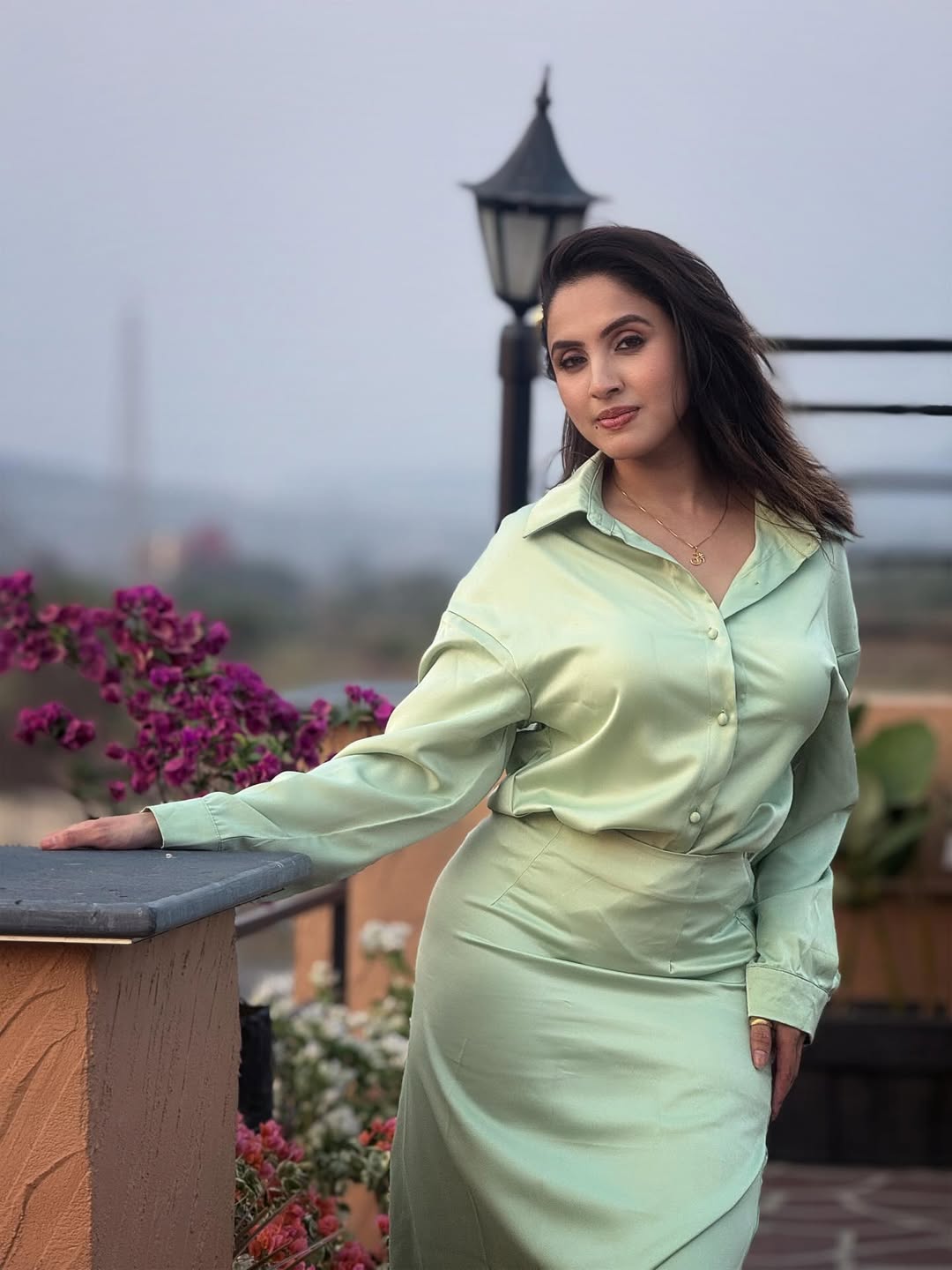 Priyanka Kholgade pastel look with rooftop chic style