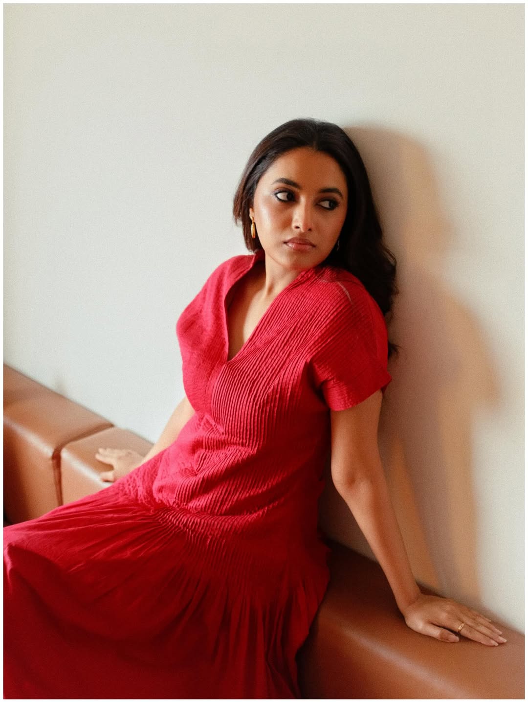 Priyanka Mohan bold red look with stylish confidence