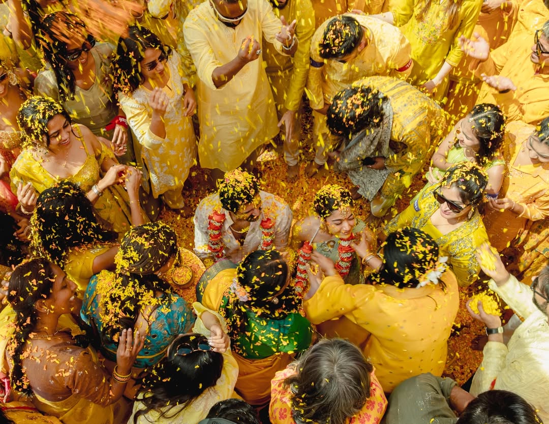 Family And Friends Join The Colourful Haldi Fun