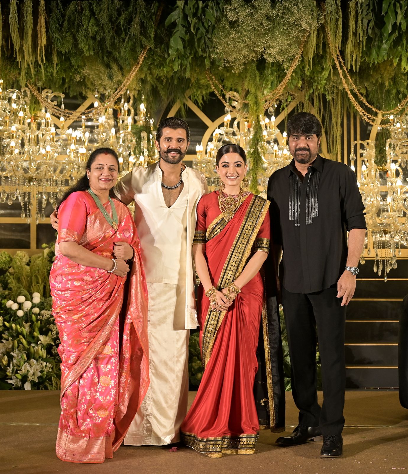 Srikanth and wife with Rashmika Vijay reception