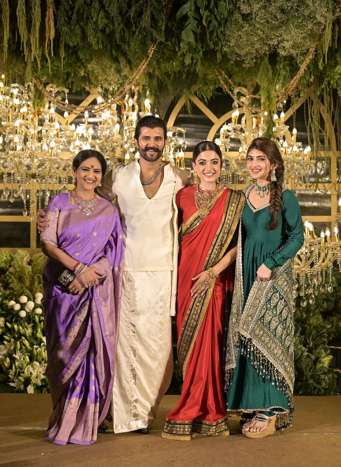 Sreeleela and mother with Rashmika Vijay reception