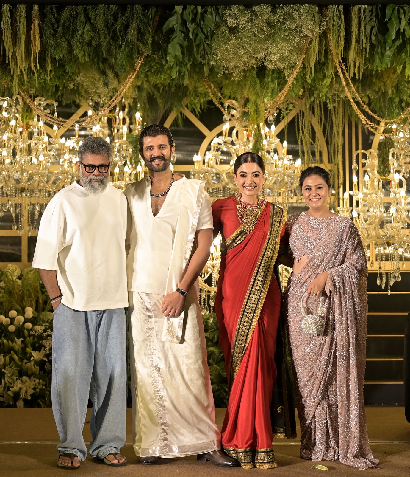 Sukumar and wife with Rashmika Vijay reception