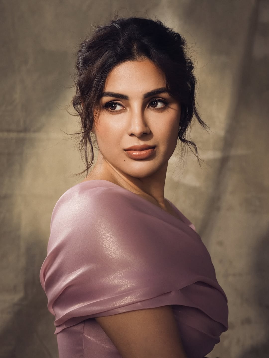 Samyuktha Menon elegant pink dress stylish pose