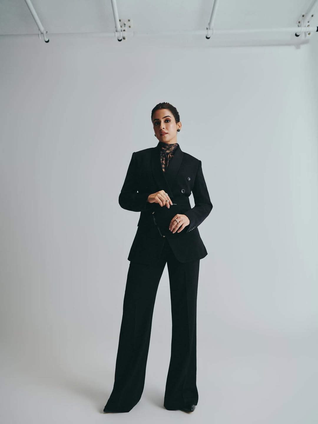 Sanya Malhotra elegant black suit modern power style