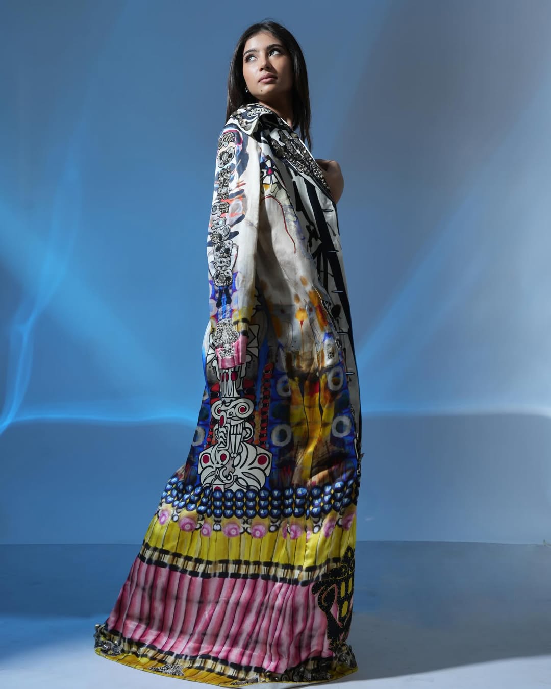 Sara Arjun vibrant outfit artistic stylish confident look