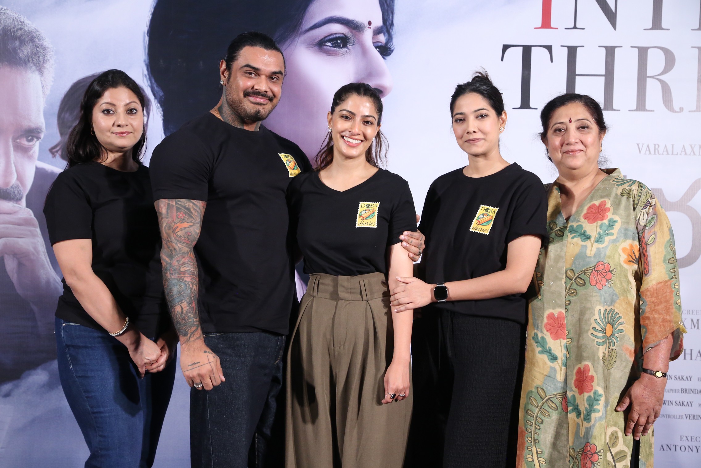 Saraswathi movie team posing together for media