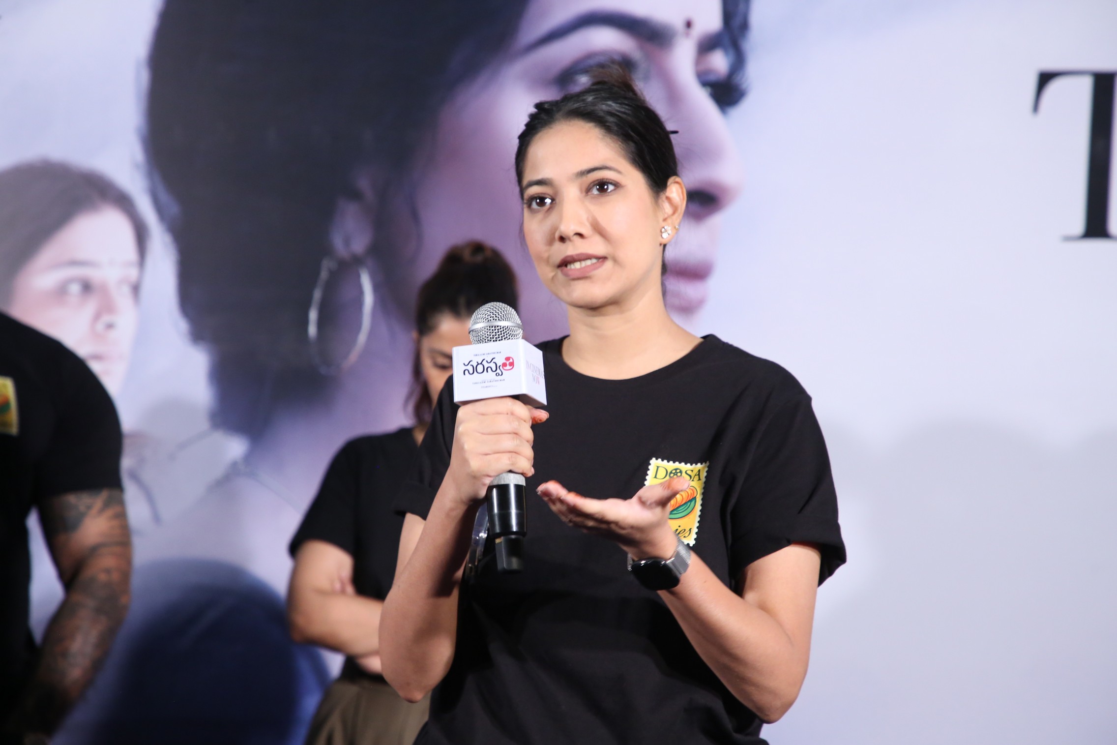 Pooja Sarathkumar speaking at Saraswathi success meet