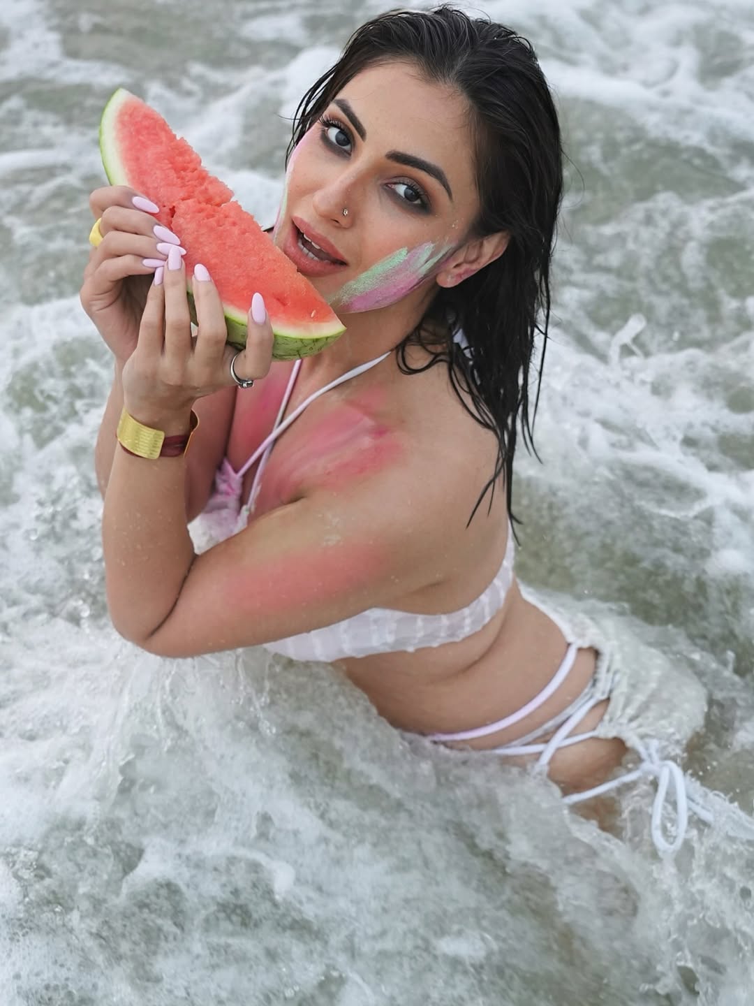 Shivangi summer beach style watermelon inspired look