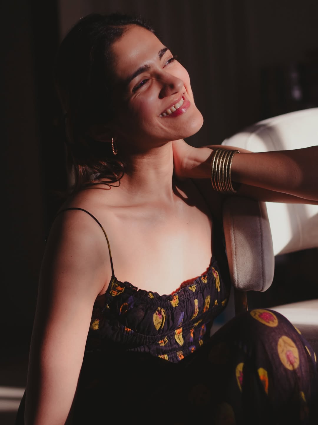 Simran Choudhary chic monochrome fashion look stylish pose