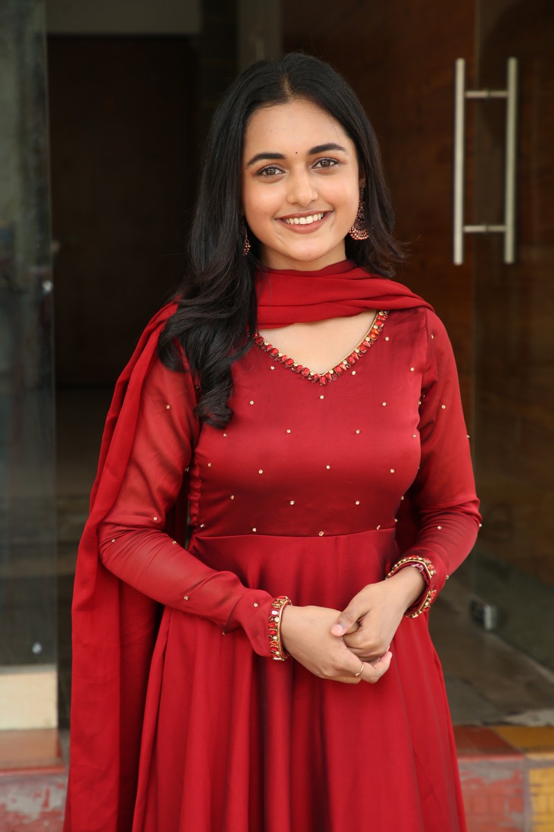 Smeha Manimegalai stylish red dress confident charming pose
