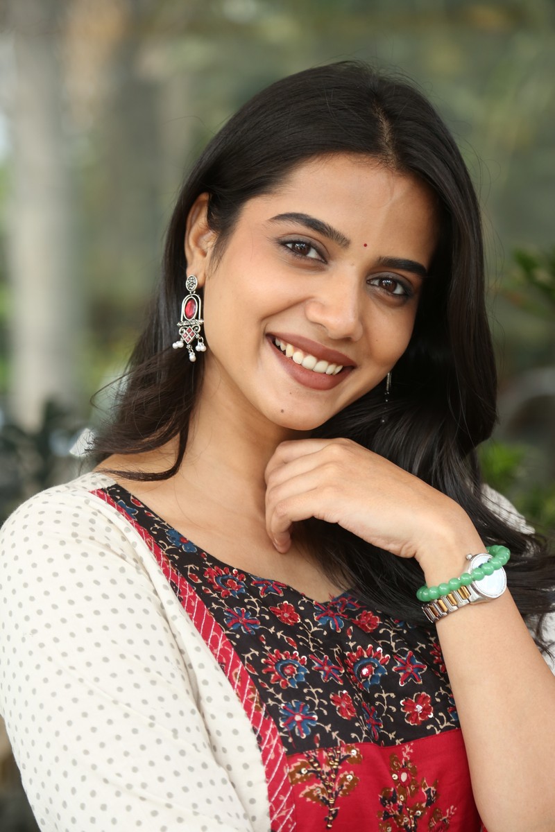 Sri Gouri Priya radiant smile in chic traditional fusion outfit