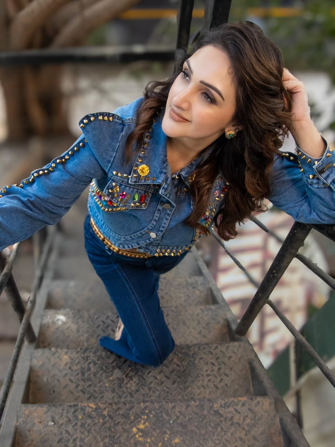 Sridevi Vijaykumar embellished denim look fashionable pose