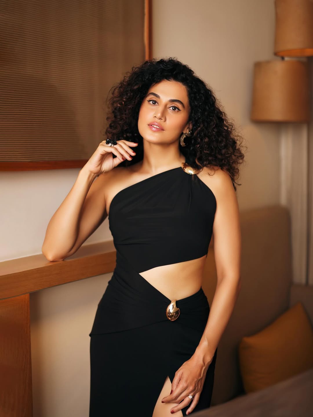 Taapsee Pannu black cut-out gown bold fashion look