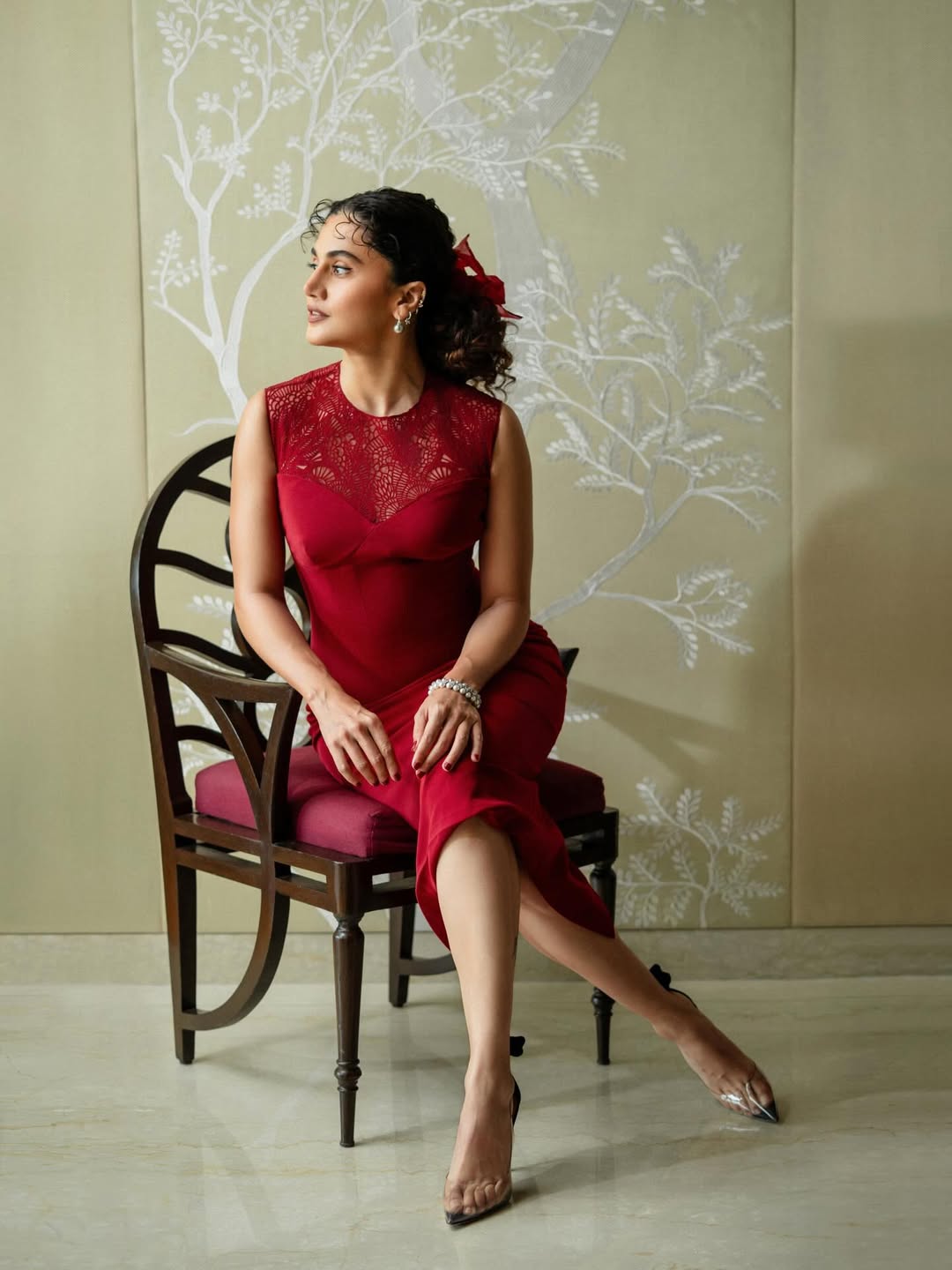 Taapsee Pannu red outfit bold elegant glamorous look