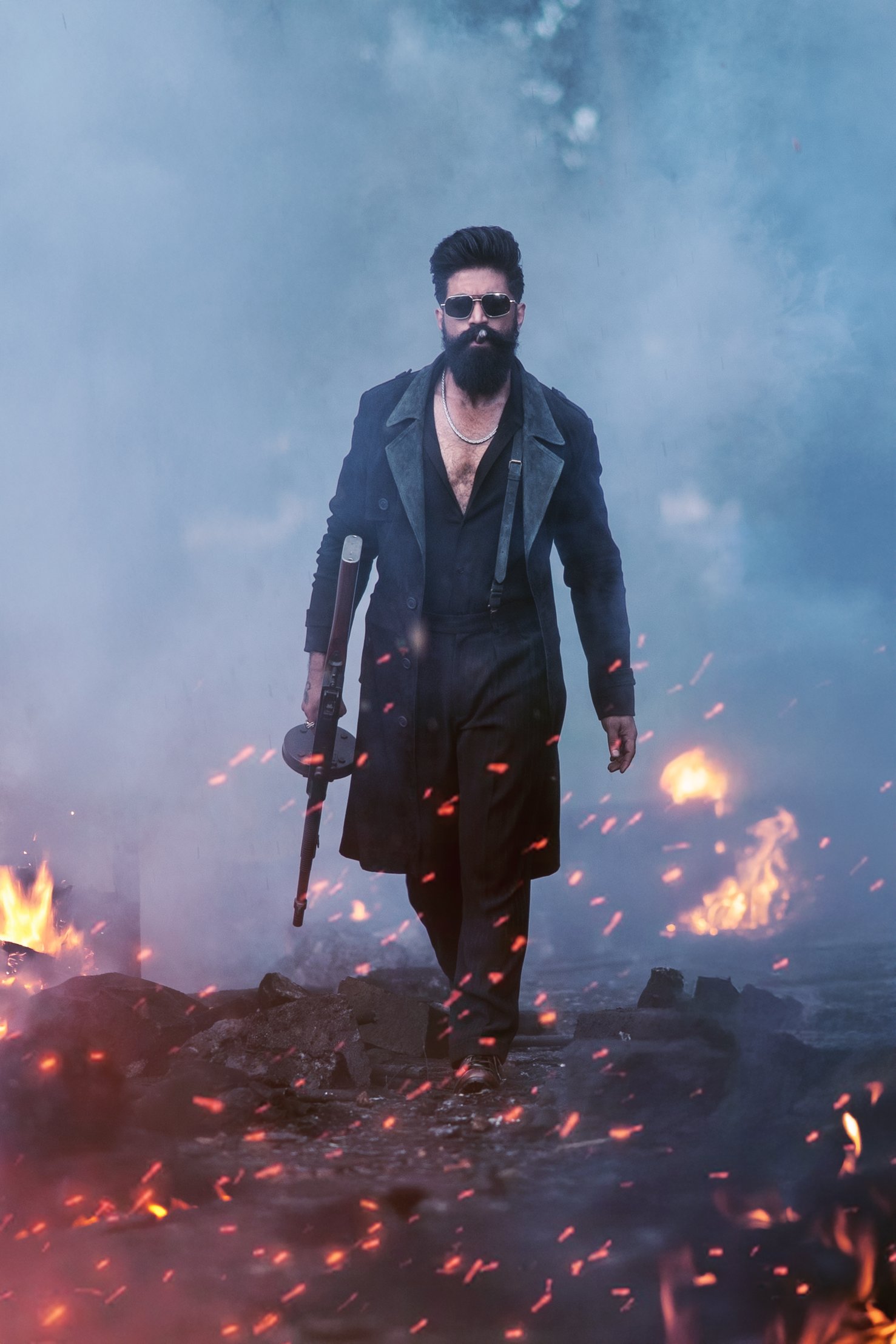 Yash intense action look with gun in Toxic movie