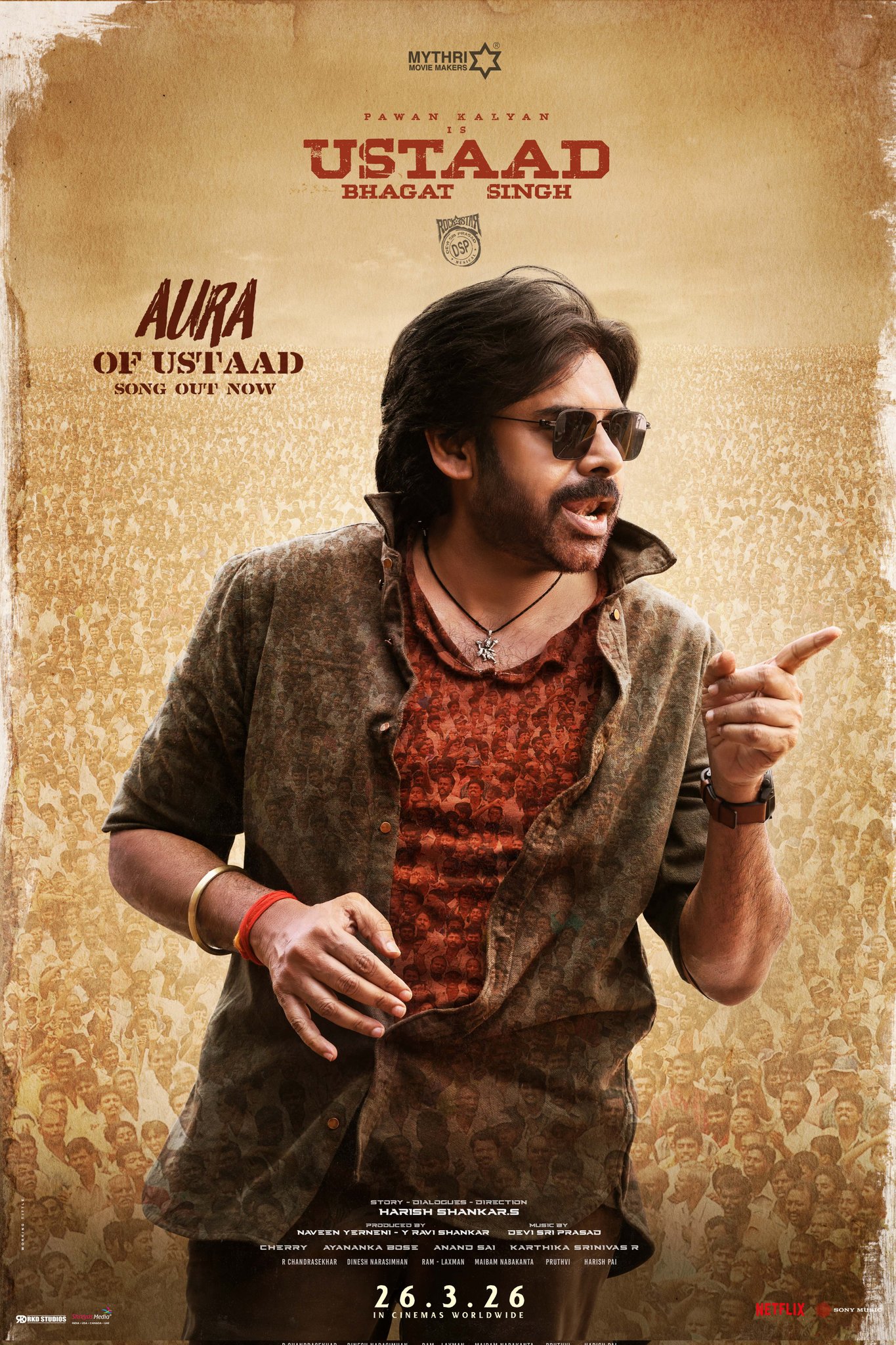 Aura Of Ustaad song poster from Ustaad Bhagat Singh