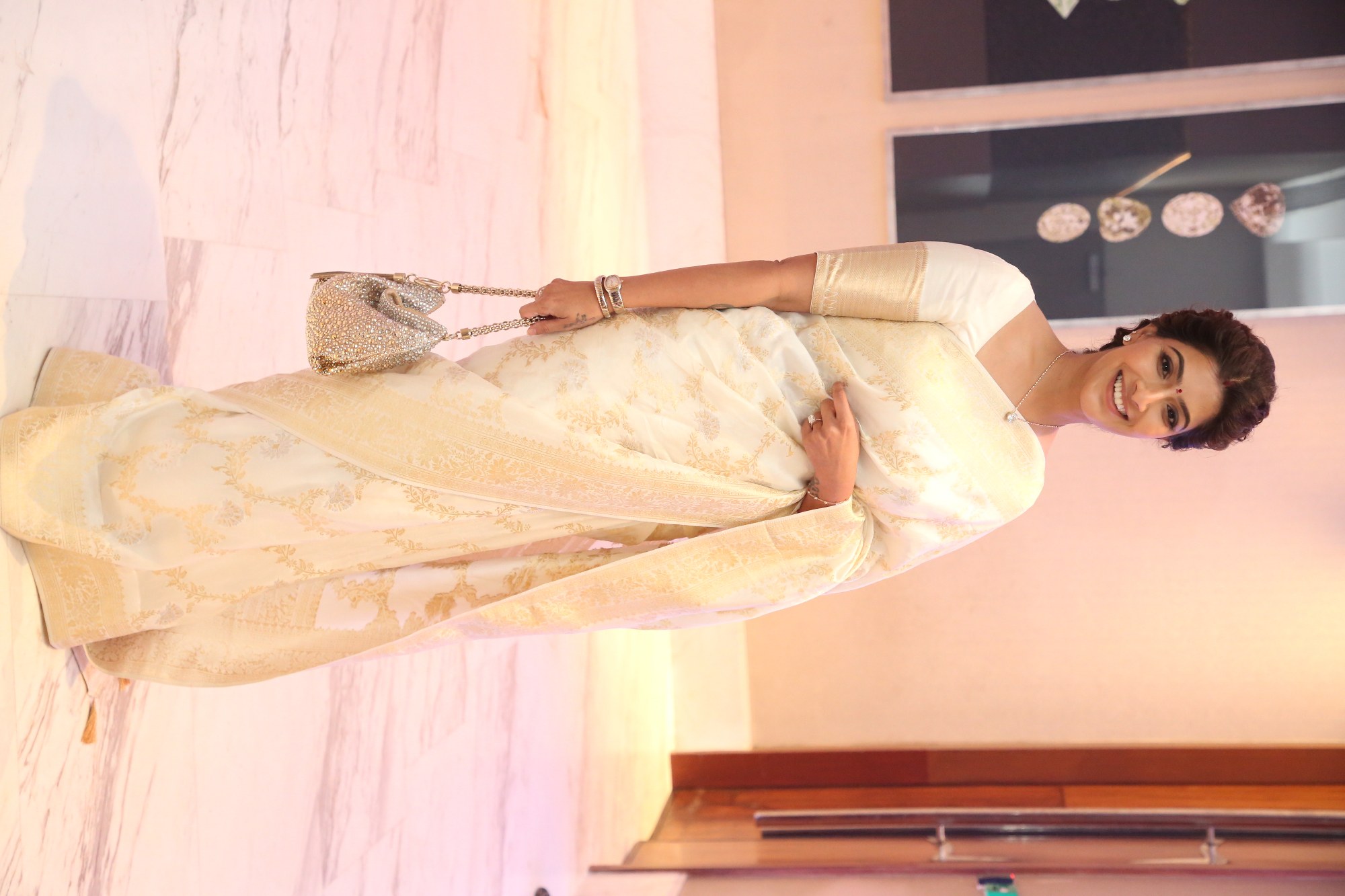 Varalaxmi Sarathkumar classic saree look with sparkle