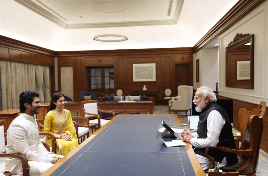 Vijay Rashmika with PM Modi