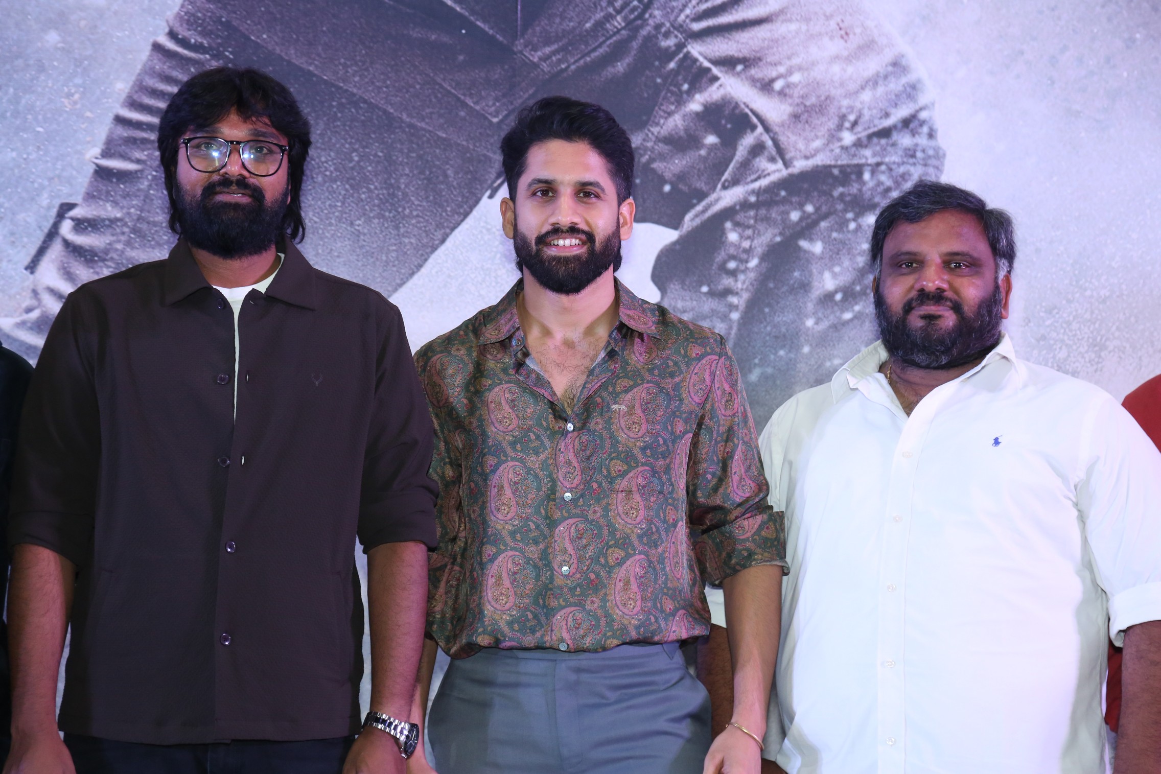 Karthik Dandu Naga Chaitanya and Bapineedu at Vrushakarma launch
