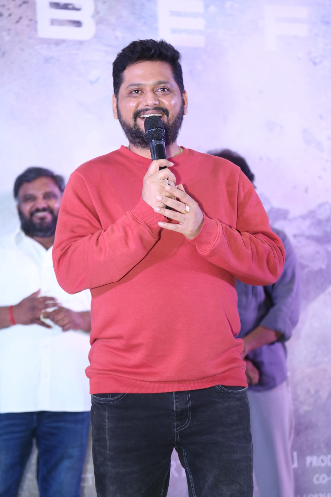 Ajaneesh B Loknath speaking at Vrushakarma launch event