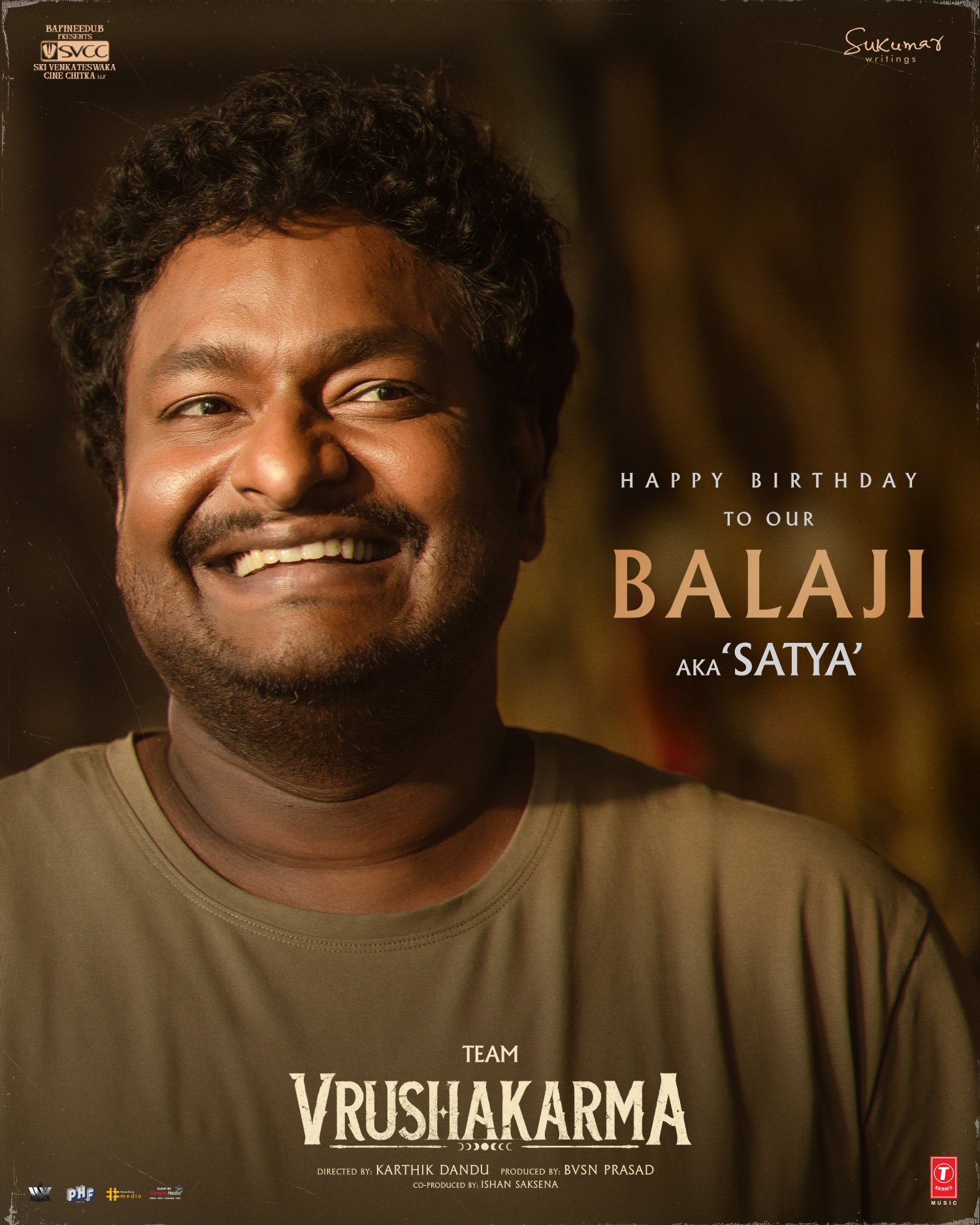 Actor Satya Balaji birthday poster Vrushakarma team