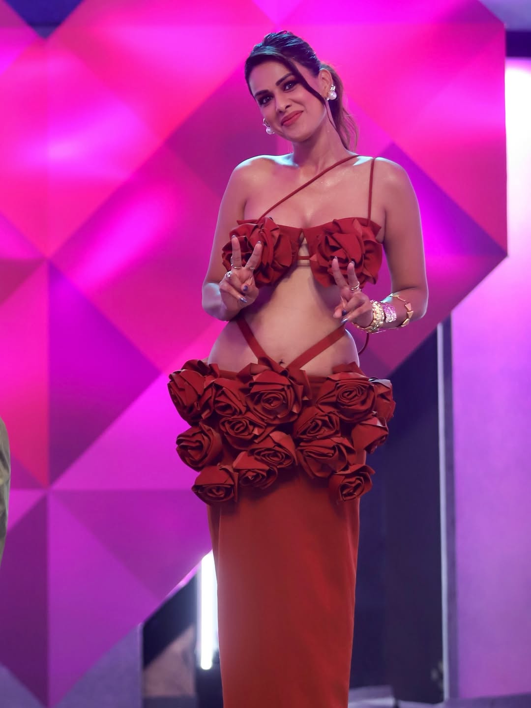 Nia Sharma bold red outfit glamorous style