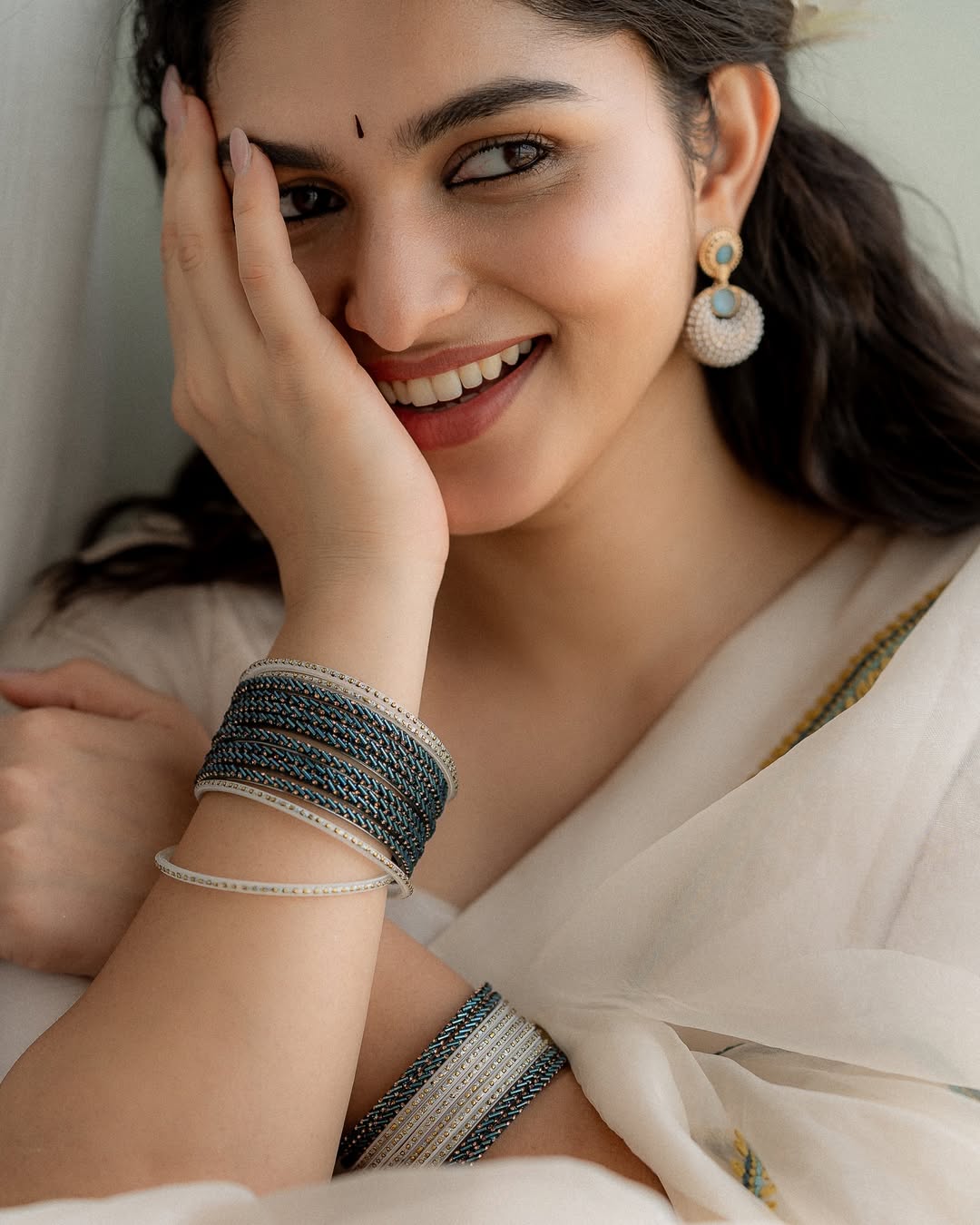 Actress Kayadu Lohar White Colour Saree Gorgeous Photos