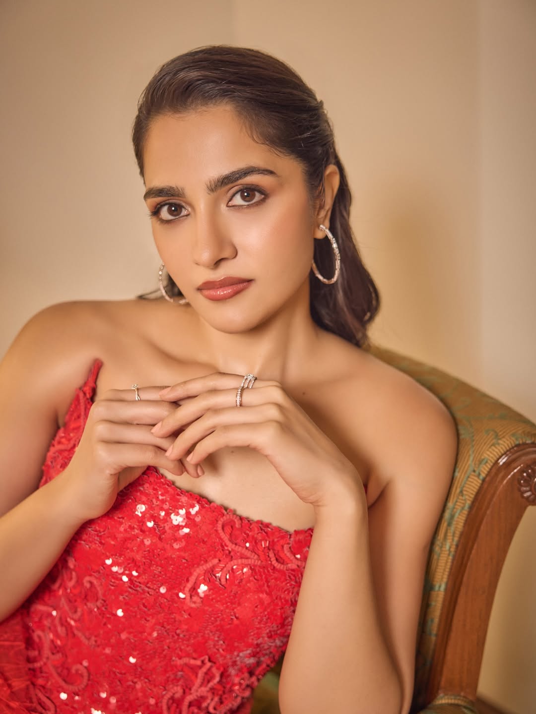 Actress Rukmini Vasanth Beautiful Photos In Red Colour Dress From Her Instagram Gallery