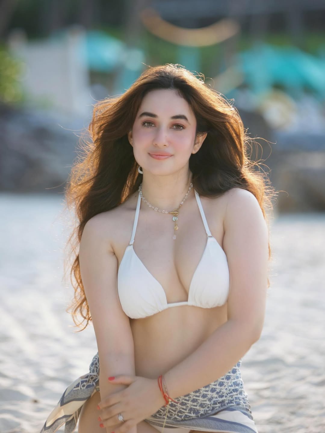 Aditi Budhathoki white bikini beach look