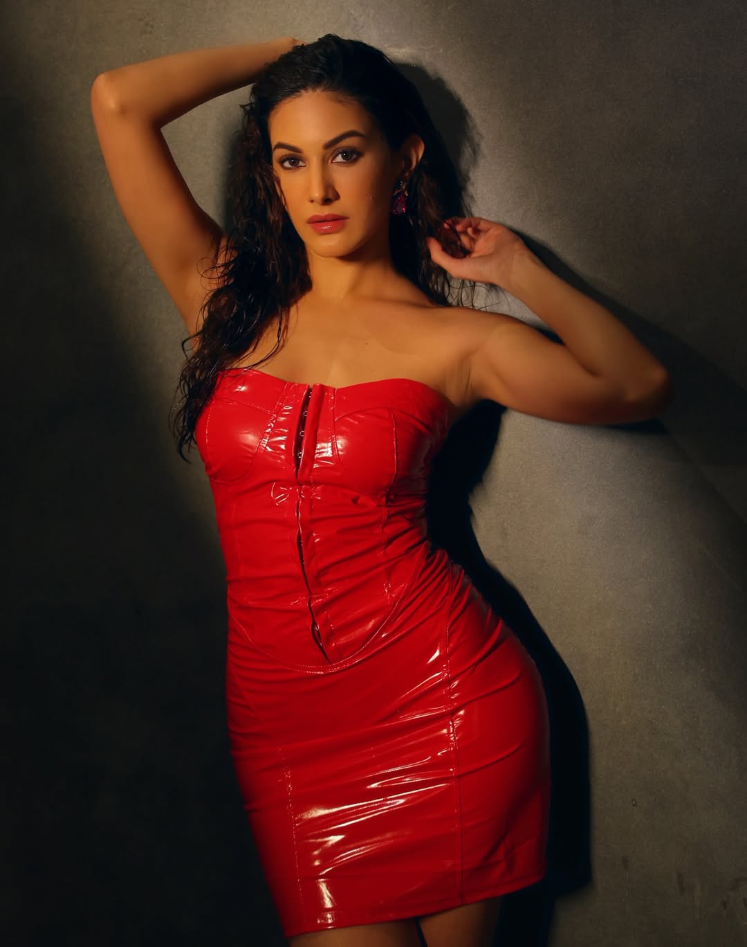 Amyra Dastur in red dress with bold glamorous style