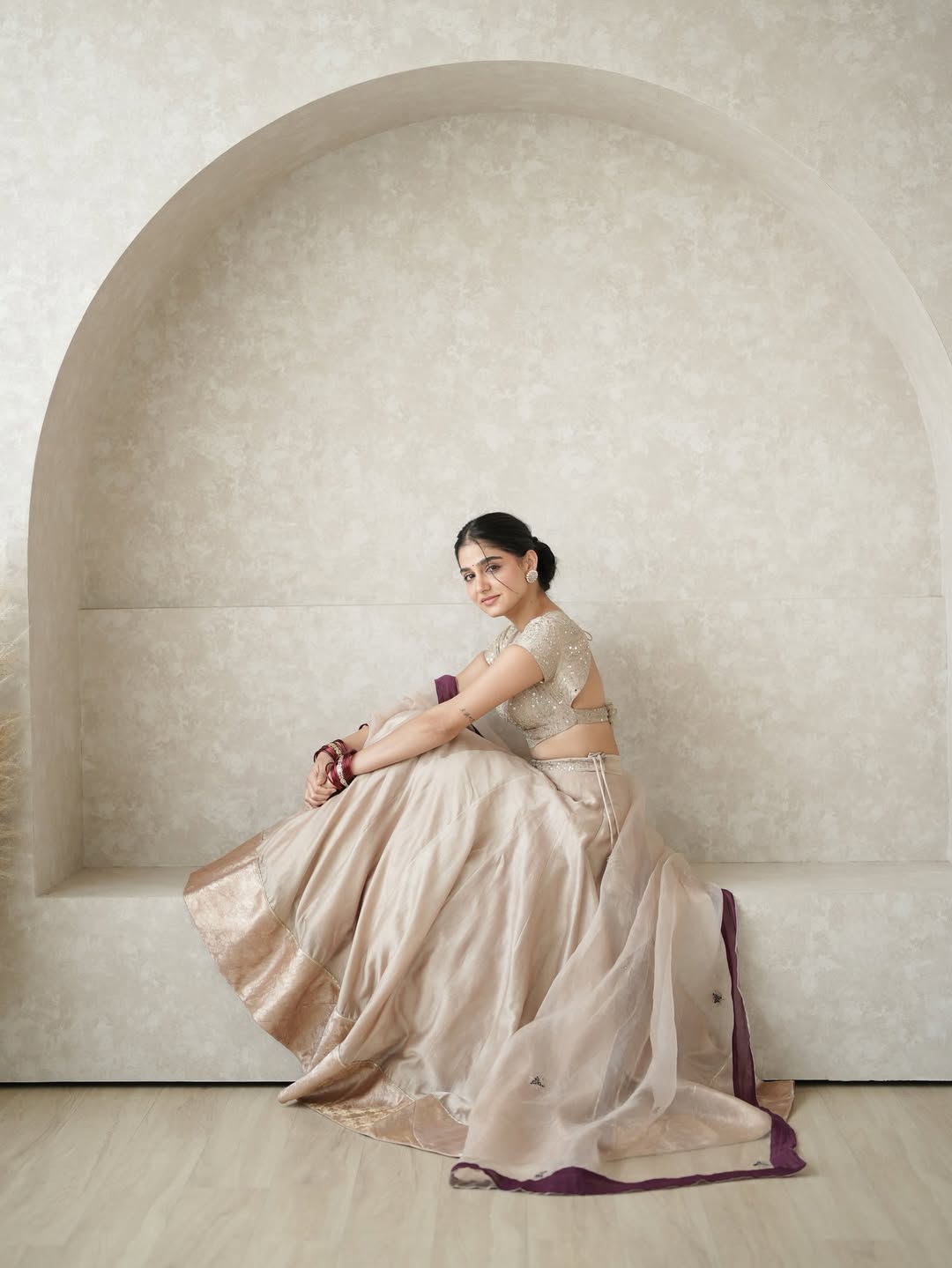 Anaswara Rajan elegant pose architectural backdrop stylish look