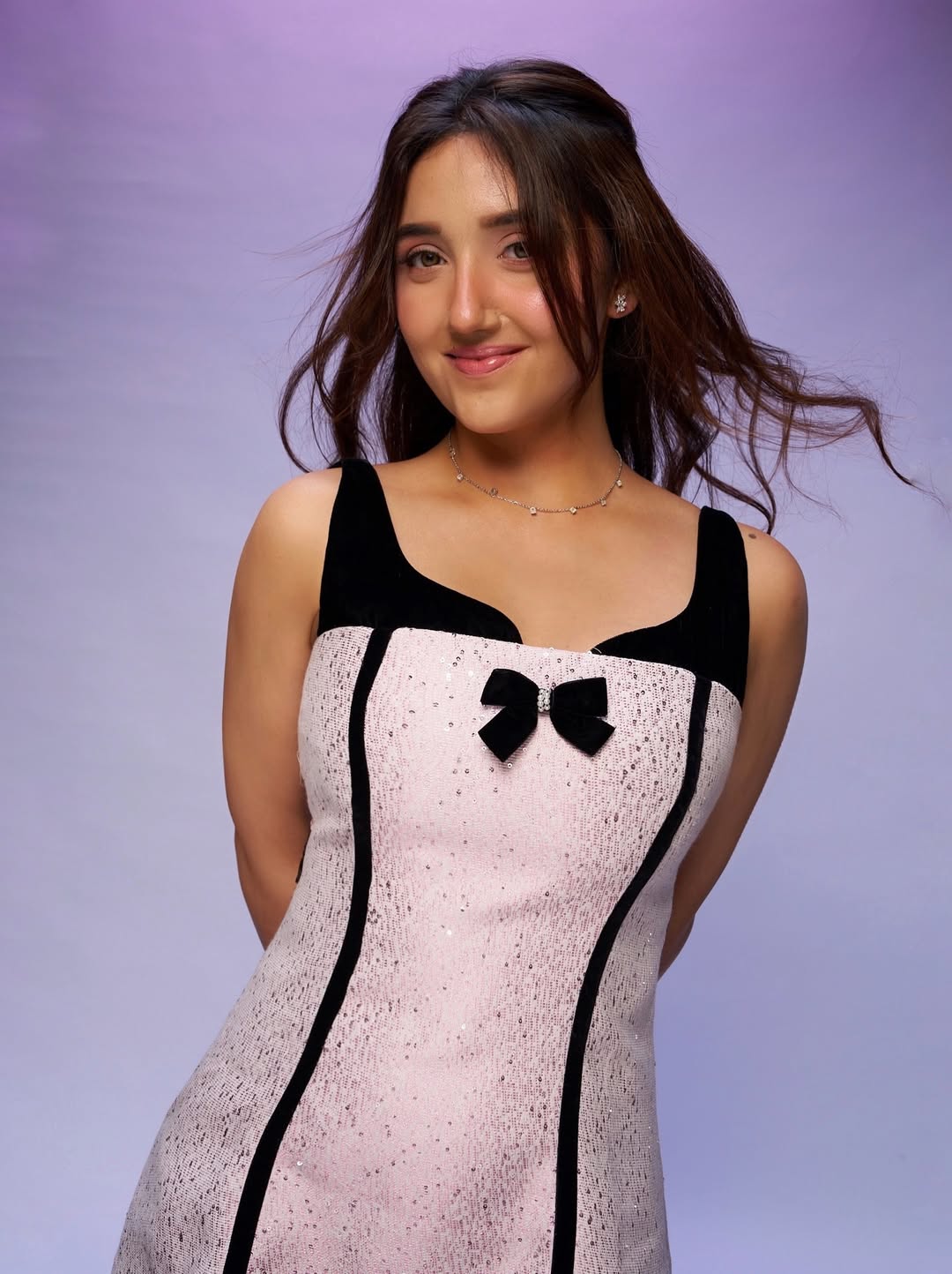 Ashnoor Kaur black bow outfit elegant cute fashion look