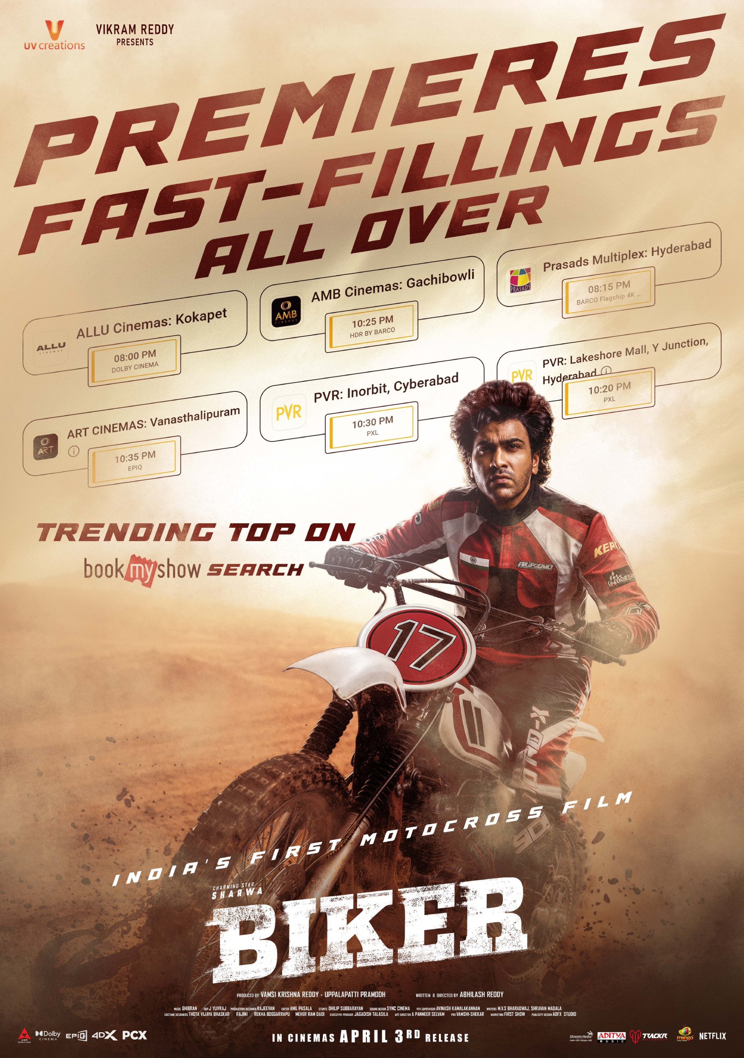 Biker premiere crowd fills premium screens Hyderabad