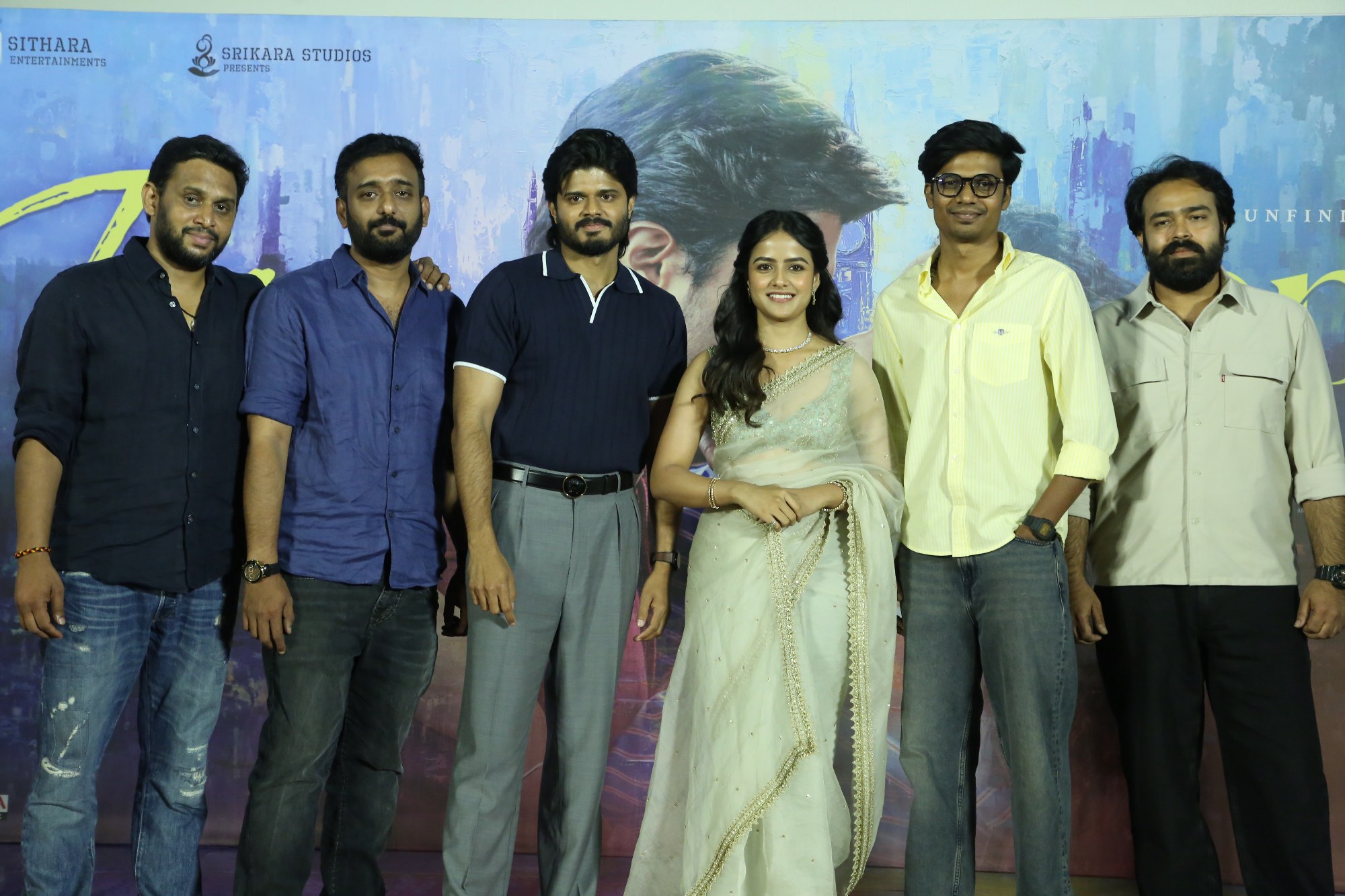 Anand Deverakonda Vaishnavi Chaitanya Aditya Haasan team photo