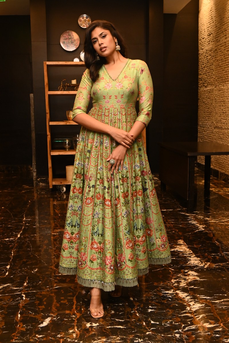 Faria Abdullah detailed floral dress botanical inspired elegant look